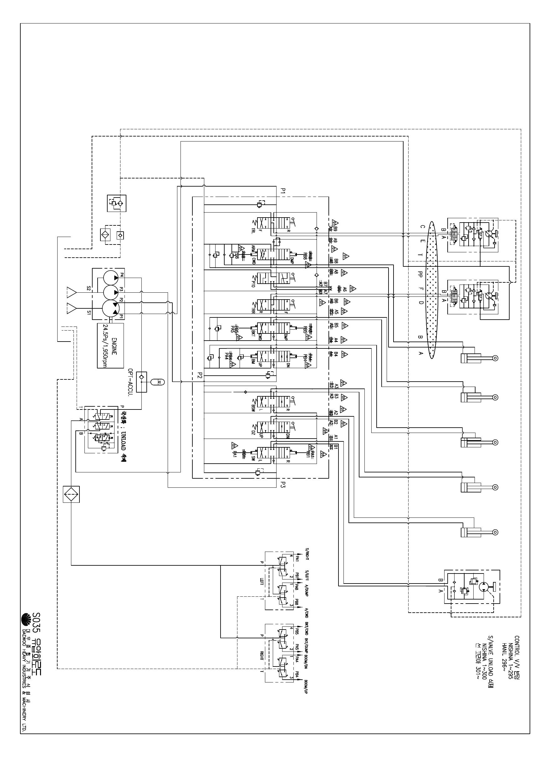 S035 HYDRAULIC CIRCUIT DIAGRAM Schematic Daewoo Doosan